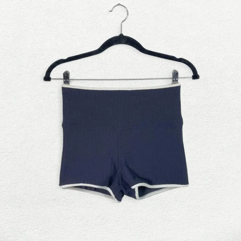 Montce Midi Bike Short in Black Cream Binded Terry Rib